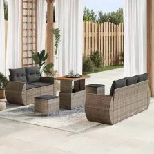   vidaXL Kerti Kanapé Szett párnával 8 pcs Szürke 90 x 55 x 71 cm