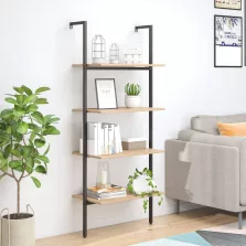   vidaXL 4 szintes világosbarna és fekete létrapolc 64 x 35 x 152,5 cm