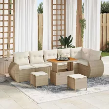   vidaXL Kerti Kanapé Szett 9 pcs bézs és krémszínű 90 x 55 x 71 cm