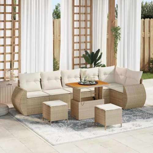 vidaXL Kerti Kanapé Szett 9 pcs bézs és krémszínű 90 x 55 x 71 cm