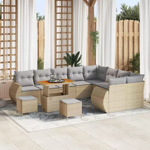 vidaXL Kerti Kanapé Szett 12 pcs bézs és világosszürke 90 x 55 x 71 cm