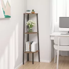   vidaXL 3 szintes sötétbarna és fekete sarokpolc 45,5 x 31,5 x 120 cm