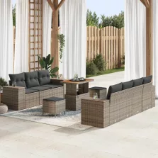   vidaXL Kerti Kanapé Szett párnával 10 pcs Szürke 90 x 55 x 71 cm