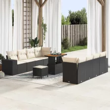   vidaXL Kerti Kanapé Szett 11 pcs Fekete és Krém 90 x 55 x 71 cm