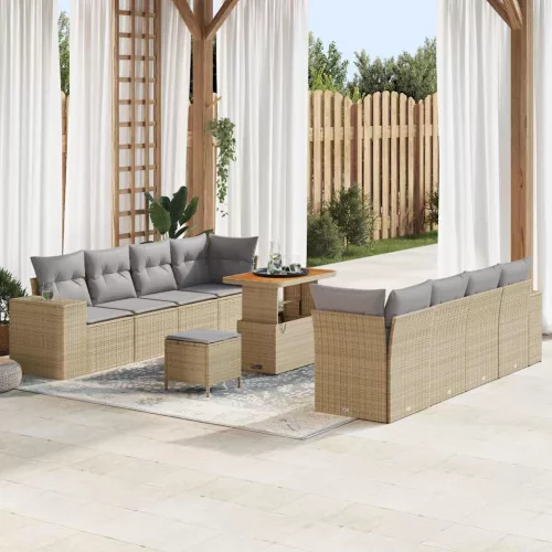 vidaXL Kerti Kanapé Szett párnával 11 pcs Beige és Világosszürke
