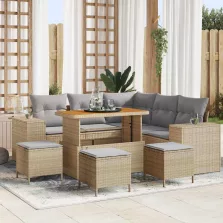   vidaXL Kerti Kanapé Szett párnával 9 pcs Beige és Világosszürke