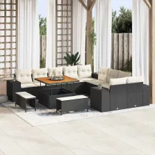   vidaXL Kerti Kanapé Szett 13 pcs Fekete és Krém 100 x 100 x 71 cm