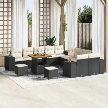   vidaXL Kerti Kanapé Szett 13 pcs Fekete és Krém 80 x 80 x 71 cm