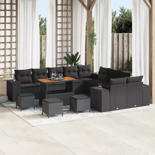 vidaXL Kerti Kanapé Szett párnával 14 pcs Fekete 110 x 55 x 71 cm