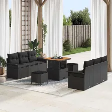   vidaXL Kerti Kanapé Szett párnával 9 pcs Fekete 80 x 80 x 71 cm