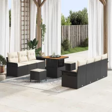   vidaXL Kerti Kanapé Szett 10 pcs Fekete és Krém 80 x 80 x 71 cm