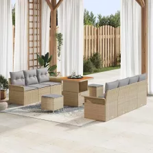   vidaXL Kerti Kanapé Szett párnával 10 pcs Beige és Világosszürke