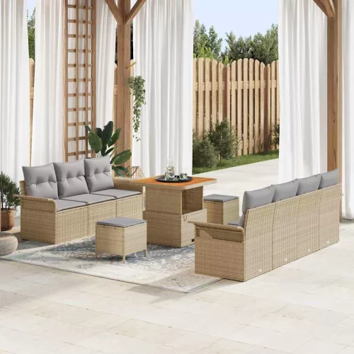 vidaXL Kerti Kanapé Szett párnával 10 pcs Beige és Világosszürke
