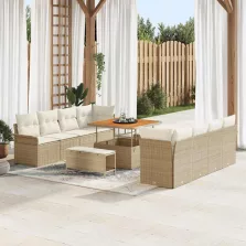   vidaXL Kerti Kanapé Szett 11 pcs Beige és krém 100 x 100 x 71 cm