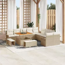   vidaXL Kerti Kanapé Szett 13 pcs Beige és krém 100 x 100 x 71 cm