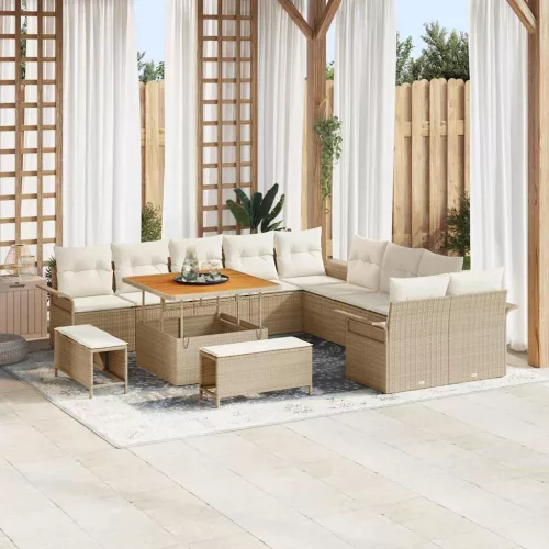 vidaXL Kerti Kanapé Szett 13 pcs Beige és krém 100 x 100 x 71 cm