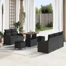   vidaXL Kerti Kanapé Szett párnával 8 pcs Fekete 90 x 55 x 71 cm