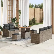  vidaXL Kerti Kanapé Szett párnával 8 pcs Szürke 90 x 55 x 71 cm