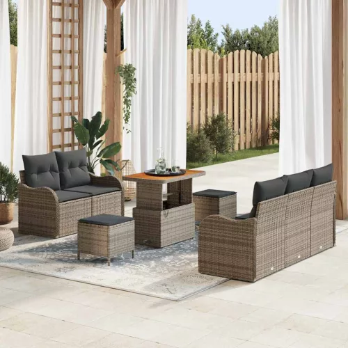 vidaXL Kerti Kanapé Szett párnával 8 pcs Szürke 90 x 55 x 71 cm