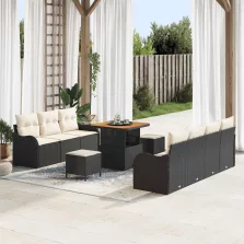   vidaXL Kerti Kanapé Szett 10 pcs Fekete és Krém 80 x 80 x 71 cm