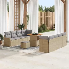   vidaXL Kerti Kanapé Szett párnával 11 pcs Beige és Világosszürke