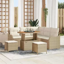   vidaXL Kerti Kanapé Szett párnával 8 pcs Beige és krém 90 x 55 x 71 cm