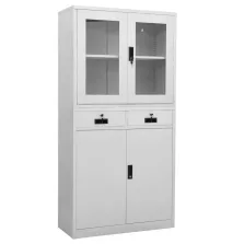   vidaXL világosszürke acél és edzett üveg irodai szekrény 90x40x180 cm