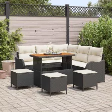   vidaXL Kerti Kanapé Szett 9 pcs Fekete és Krém 110 x 55 x 71 cm
