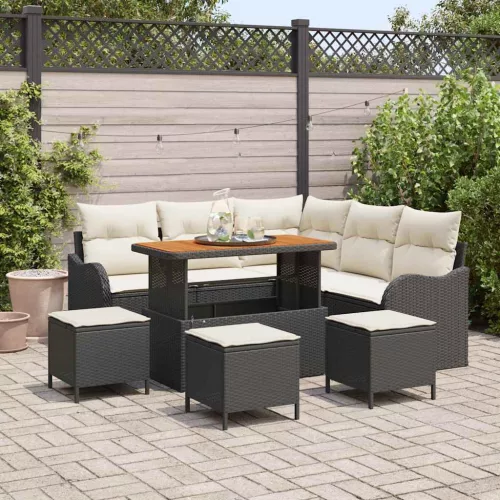 vidaXL Kerti Kanapé Szett 9 pcs Fekete és Krém 110 x 55 x 71 cm