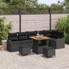   vidaXL Kerti Kanapé Szett párnával tárolóval párnával 9 pcs Fekete