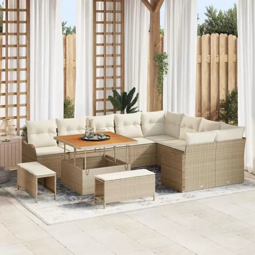 vidaXL Kerti Kanapé Szett 12 pcs Beige és krém 100 x 100 x 71 cm