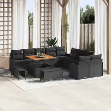   vidaXL Kerti Kanapé Szett párnával tárolóval párnával 13 pcs Fekete