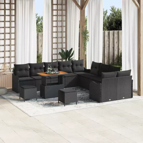 vidaXL Kerti Kanapé Szett párnával 13 pcs Fekete 90 x 55 x 71 cm