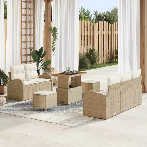 vidaXL Kerti Kanapé Szett párnával 8 pcs Beige és krém 90 x 55 x 71 cm