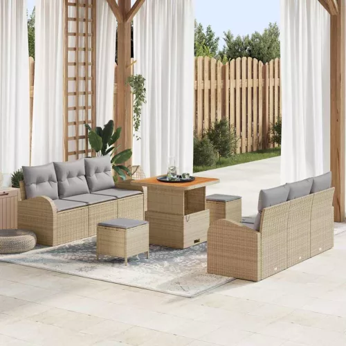 vidaXL Kerti Kanapé Szett 9 pcs Beige és Világosszürke 80 x 80 x 71 cm