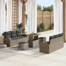   vidaXL Kerti Kanapé Szett párnával 9 pcs Szürke 90 x 55 x 71 cm
