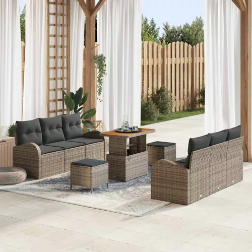 vidaXL Kerti Kanapé Szett párnával 9 pcs Szürke 90 x 55 x 71 cm
