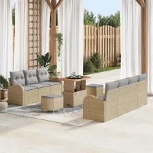   vidaXL Kerti Kanapé Szett párnával 10 pcs Beige és Világosszürke