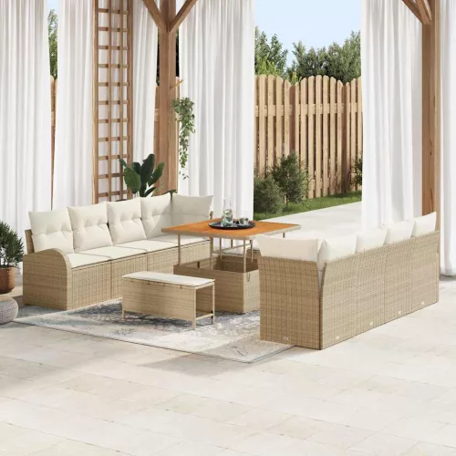 vidaXL Kerti Kanapé Szett 11 pcs Beige és krém 100 x 100 x 71 cm