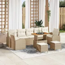   vidaXL Kerti Kanapé Szett 10 pcs Beige és krém 90 x 55 x 71 cm