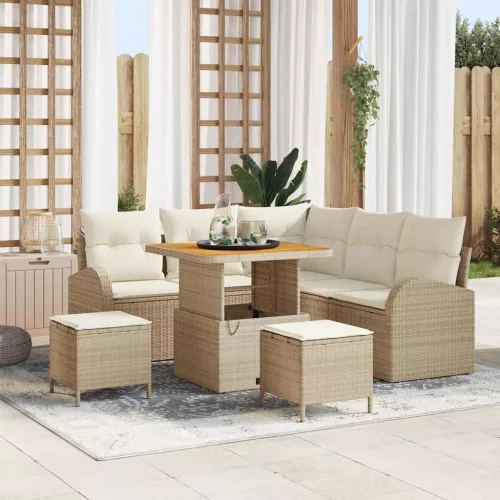 vidaXL Kerti Kanapé Szett párnával 8 pcs Beige, Krém 100 x 100 x 71 cm