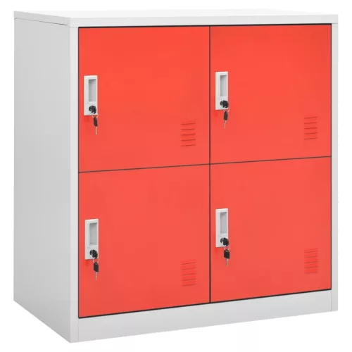 vidaXL világosszürke és piros acél zárható szekrény 90 x 45 x 92,5 cm