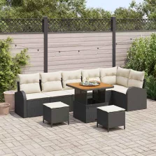   vidaXL Kerti Kanapé Szett 9 pcs Fekete és Krém 80 x 80 x 71 cm
