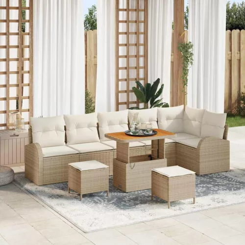 vidaXL Kerti Kanapé Szett párnával 9 pcs Beige és krém 90 x 55 x 71 cm