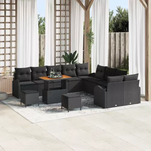 vidaXL Kerti Kanapé Szett párnával 13 pcs Fekete 90 x 55 x 71 cm