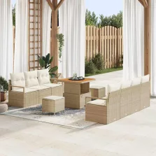   vidaXL Kerti Kanapé Szett 10 pcs Beige és krém 80 x 80 x 71 cm