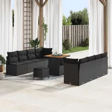   vidaXL Kerti Kanapé Szett párnával tárolóval Fekete 80 x 80 x 71 cm