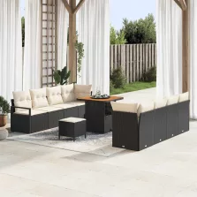   vidaXL Kerti Kanapé Szett párnával Fekete és Krém 80 x 80 x 71 cm