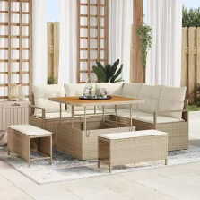   vidaXL Kerti Kanapé Szett 8 pcs Beige és krém 100 x 100 x 71 cm