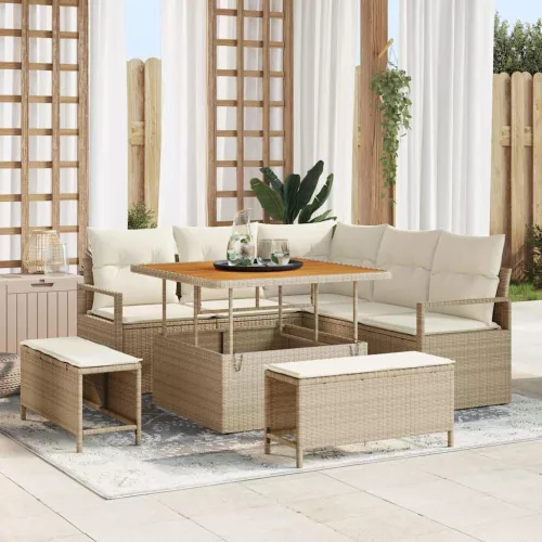 vidaXL Kerti Kanapé Szett 8 pcs Beige és krém 100 x 100 x 71 cm